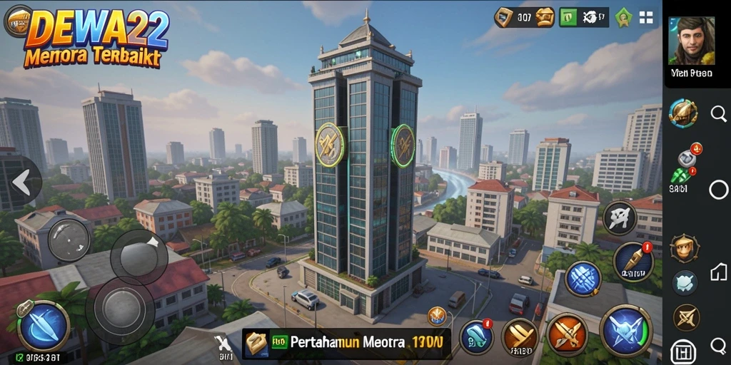 Tampilan menara yang megah dan serangan musuh yang intens.
