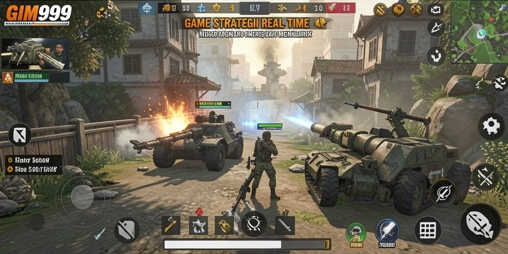 Tampilan aksi seru dalam gameplay GIM999.