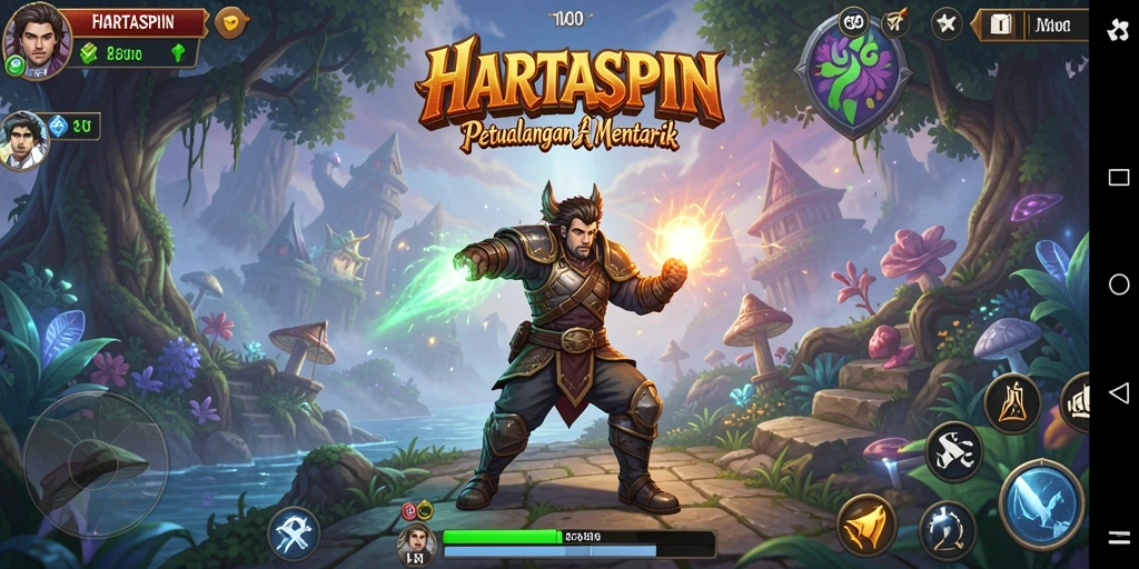 Gameplay HARTASPIN yang menegangkan di dunia fantasi.
