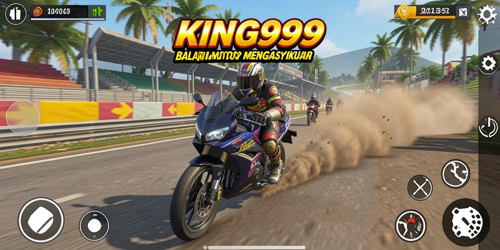 Tampilan gameplay balapan motor yang mendebarkan di KING999.