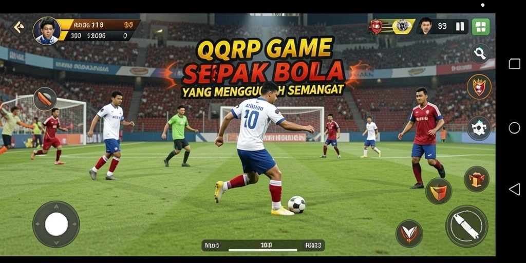 Tampilan gameplay QQRP yang seru dan menegangkan di lapangan sepak bola.