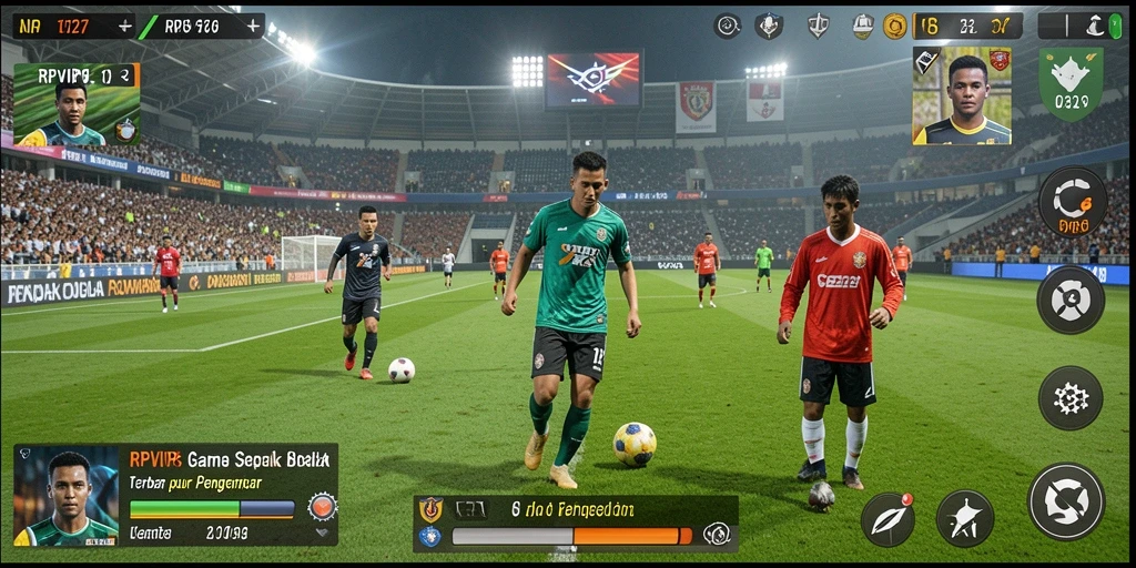 Screenshot RPVIP6 menunjukkan aksi seru dalam permainan sepak bola.