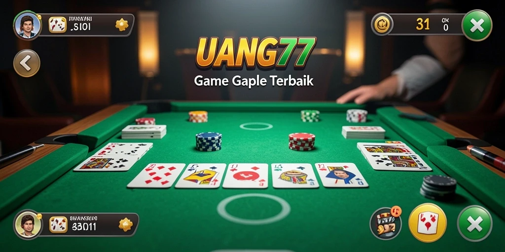 Tampilan gameplay UANG77 dengan suasana seru Gaple.